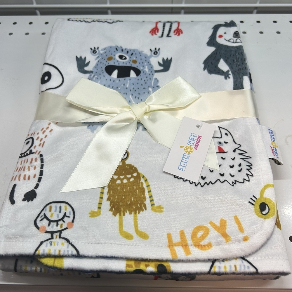 Brand New Baby Minky Blanket 30"x40" Monsters/Blue